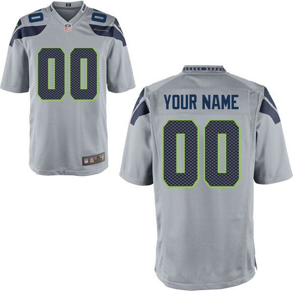 Men Seattle Seahawks Nike Custom Alternate Game NFL Jersey - Gray->customized nfl jersey->Custom Jersey